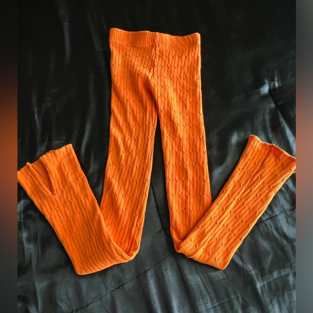Orange knit leggings